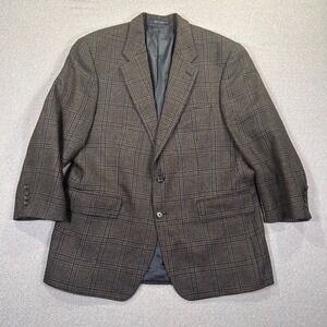 Ralph Lauren Blazer Sport Coat Brown Blue Plaid 44R Two‎ Button Wool Canada